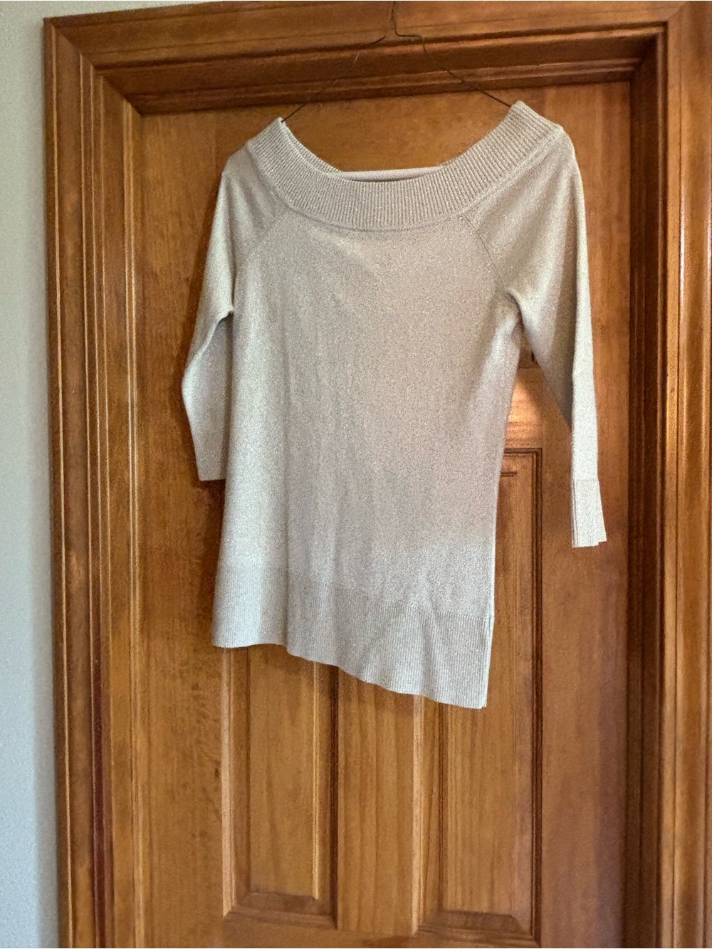 White House Black Market Light Beige Goldish Sweater